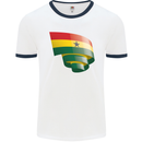 Curled Ghana Flag Ghanaian Day Football Mens Ringer T-Shirt White/Navy Blue