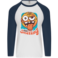 Still Smiling Funny Emoji Exhausted Tired Mens L/S Baseball T-Shirt White/Navy Blue