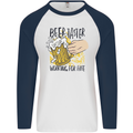 Alcohol Beer Taster Working for Free Funny Mens L/S Baseball T-Shirt White/Navy Blue