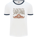 Im Just Here for the Savasana Funny Yoga Mens Ringer T-Shirt White/Navy Blue