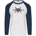 FSM Church Flying Spagetti Monster Atheist Mens L/S Baseball T-Shirt White/Navy Blue