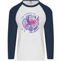 The Journey of the Axolotl Mens L/S Baseball T-Shirt White/Navy Blue