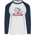 Dadicorn Funny Fathers Day Unicorn Mens L/S Baseball T-Shirt White/Navy Blue