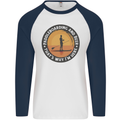 Paddleboarding & Beer Funny Paddleboard Mens L/S Baseball T-Shirt White/Navy Blue