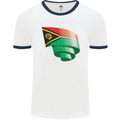 Curled Vanuatu Flag Day Football Mens Ringer T-Shirt White/Navy Blue