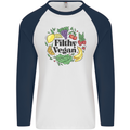 Filthy Vegan Mens L/S Baseball T-Shirt White/Navy Blue