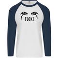 Floki Eyes Vikings Valhalla Odin Mens L/S Baseball T-Shirt White/Navy Blue