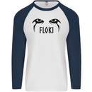 Floki Eyes Vikings Valhalla Odin Mens L/S Baseball T-Shirt White/Navy Blue