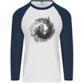 Axoloti Yin Yang Mens L/S Baseball T-Shirt White/Navy Blue