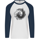 Axoloti Yin Yang Mens L/S Baseball T-Shirt White/Navy Blue