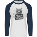 Bad Kitty New York City Police Dept. Mens L/S Baseball T-Shirt White/Navy Blue