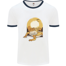 A Bearded Dragon in the Desert Sun Mens Ringer T-Shirt White/Navy Blue