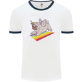 A Unicorn Pug Dog LGBT Mens Ringer T-Shirt White/Navy Blue