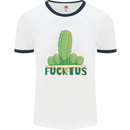 Fucktus Funny Cactus House Plants Offensive Mens Ringer T-Shirt White/Navy Blue
