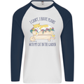 Plans With My Cat in the Garden Gardener Mens L/S Baseball T-Shirt White/Navy Blue