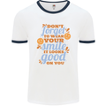 Wear Your Smile Feel Good Happy Joy Love Mens Ringer T-Shirt White/Navy Blue