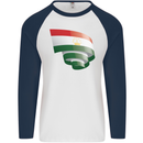 Curled Tajikistan Flag Tajik Day Football Mens L/S Baseball T-Shirt White/Navy Blue