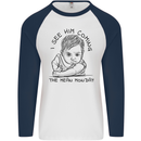 Hate Mondays Funny Work Office Humour Mens L/S Baseball T-Shirt White/Navy Blue