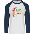 Grandparent's Day Best Grandad By Par Mens L/S Baseball T-Shirt White/Navy Blue
