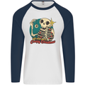 We Wish You a Creepy Christmas Skull Mens L/S Baseball T-Shirt White/Navy Blue