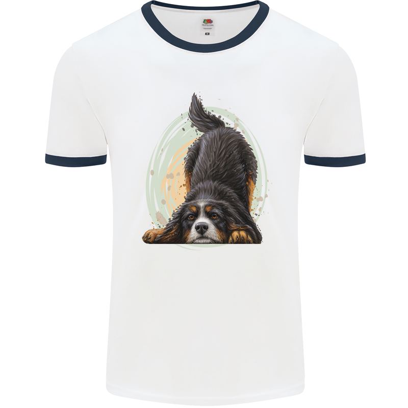 A Bernese Mountain Dog Mens Ringer T-Shirt White/Navy Blue