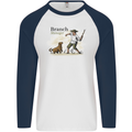 Branch Manager Funny Dog Walking Dad Mens L/S Baseball T-Shirt White/Navy Blue