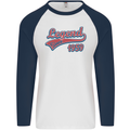 Legend Since 64th Birthday 1959 Mens L/S Baseball T-Shirt White/Navy Blue