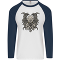 Cthulhu Entity Kraken Mens L/S Baseball T-Shirt White/Navy Blue