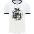 Rock is Dead Drum Kit Drummer Drumming Mens Ringer T-Shirt White/Navy Blue