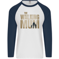 The Walking Mum Funny Mothers Day Mummy Mens L/S Baseball T-Shirt White/Navy Blue