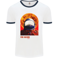 Fire Hazard Too Hot to Handle Astronaut Space Mens Ringer T-Shirt White/Navy Blue