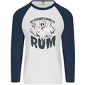 Funny Halloween Alcohol Rum Spirit Ghost Mens L/S Baseball T-Shirt White/Navy Blue