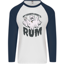 Funny Halloween Alcohol Rum Spirit Ghost Mens L/S Baseball T-Shirt White/Navy Blue