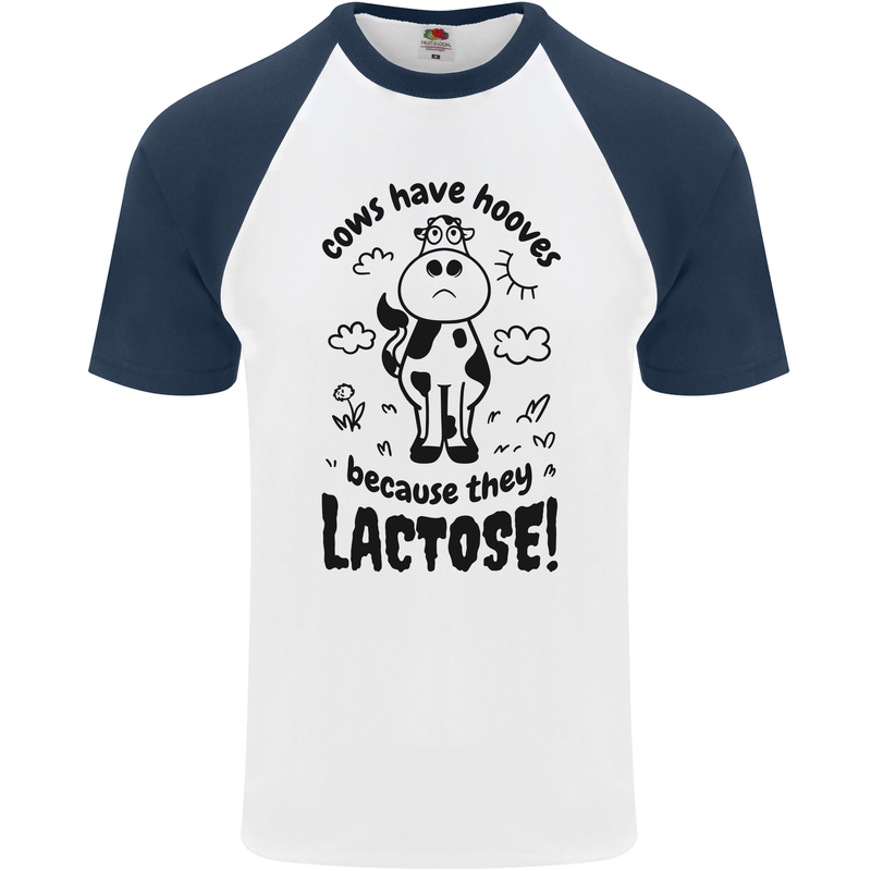 Cows Have Hooves Because They Lack Toes Mens S/S Baseball T-Shirt White/Navy Blue
