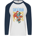 Santalorian Funny Christmas Parody Xmas Mens L/S Baseball T-Shirt White/Navy Blue