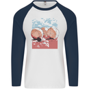 Petanque Balls Boules Bowls Mens L/S Baseball T-Shirt White/Navy Blue