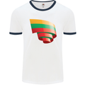 Curled Lithuania Flag Lithuania Day Football Mens Ringer T-Shirt White/Navy Blue
