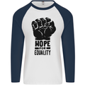 Hope for Equality Black Lives Matter LGBT Mens L/S Baseball T-Shirt White/Navy Blue