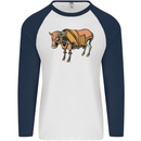 A Steampunk Bull Mens L/S Baseball T-Shirt White/Navy Blue