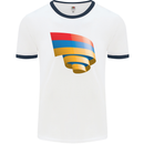 Curled Armenia Flag Armenian Day Football Mens Ringer T-Shirt White/Navy Blue