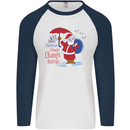 Christmas Climat Change Matters Santa Mens L/S Baseball T-Shirt White/Navy Blue