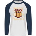 Christmas Just Here For the Presents Funny Mens L/S Baseball T-Shirt White/Navy Blue
