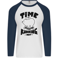 Time Running Out Climate Change Mens L/S Baseball T-Shirt White/Navy Blue