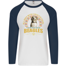 A Beagle Dog Mens L/S Baseball T-Shirt White/Navy Blue