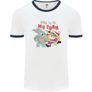 Easter Rabbit vs Santa Claus Funny Bunny Egg Mens Ringer T-Shirt White/Navy Blue