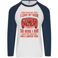 Antisocial Gamer Gaming Leave My Room Mens L/S Baseball T-Shirt White/Navy Blue