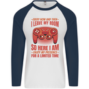Antisocial Gamer Gaming Leave My Room Mens L/S Baseball T-Shirt White/Navy Blue