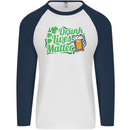 Drunk Lives Matter St. Patrick's Day Mens L/S Baseball T-Shirt White/Navy Blue