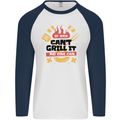 If Dad Cant Grill It No One Can Funny BBQ Mens L/S Baseball T-Shirt White/Navy Blue