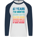 61st Birthday 61 Year Old Mens L/S Baseball T-Shirt White/Navy Blue